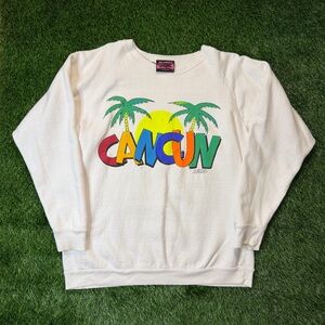 Vintage 80s Islander White Cancun Vacation Tropical 1980s Crewneck Sweatshirt